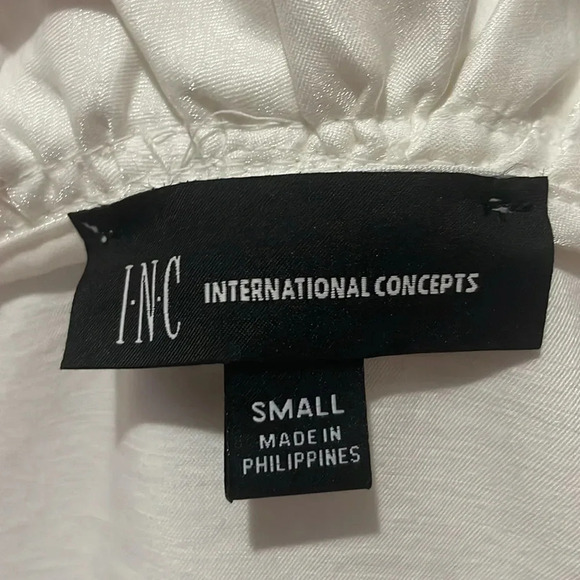 INC International Concepts Moto jacket Cream Shimmer Gold snaps Size S 90s NWOT - Picture 4 of 13